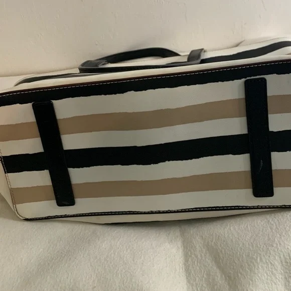 Kate Spade Jules Grant Street Tote Grainy Vinyl Striped PreOwned Slight Wear - Picture 9 of 14